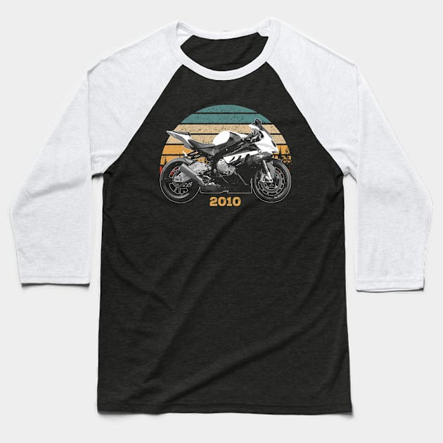 2010 BMW S1000RR Vintage Motorcycle Design Baseball T-Shirt by Madisen Harvey